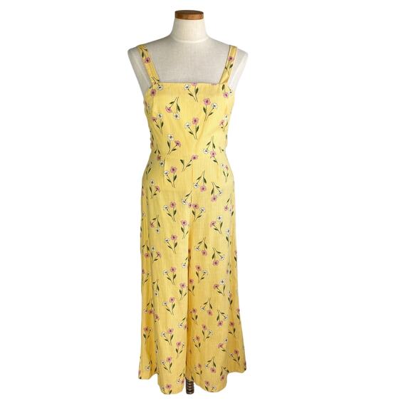 Finders Keepers Limoncello Floral Wide Leg Jumpsuit Women 4 Yellow‎ Cottagecore - Picture 1 of 11
